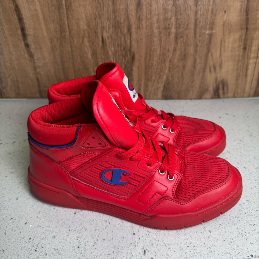 Champion 3 no 3 Men Size 10.5 Basketball Shoes Red Blue Athetic Mid Top Sneakers